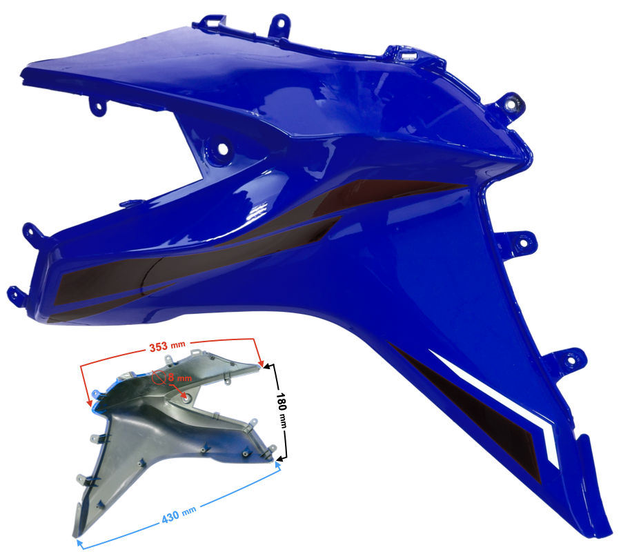Tankdeksel links blauw GT 125